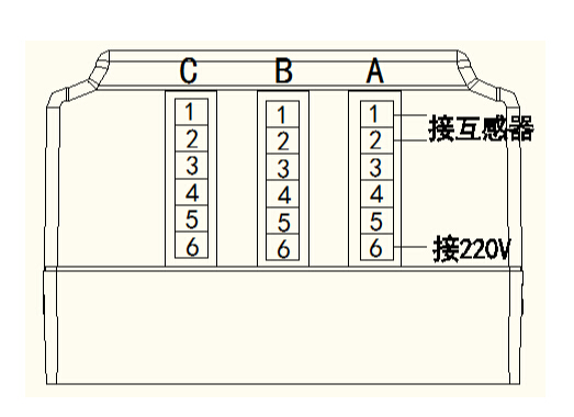 電力能效監測終端接線側視圖